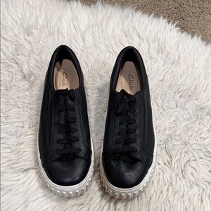 Clarks Mayhill Black Leather‎ Platform Walk Sneaker (Women) Size 8M